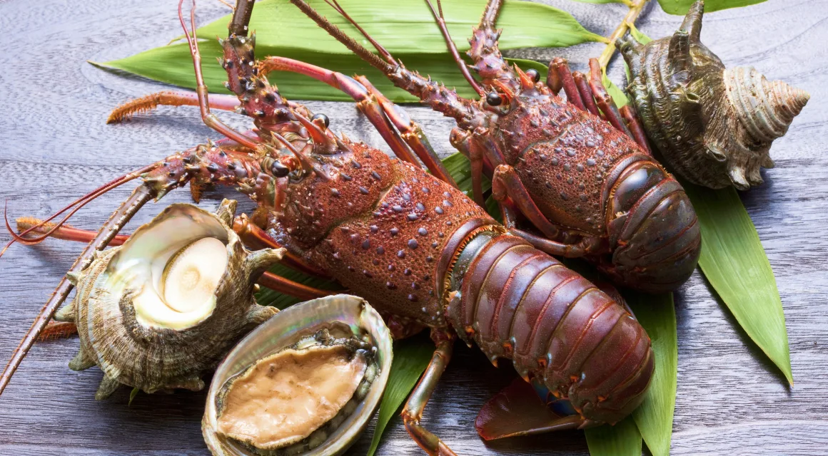 伊勢海老や鮑、サザエなどの高級食材